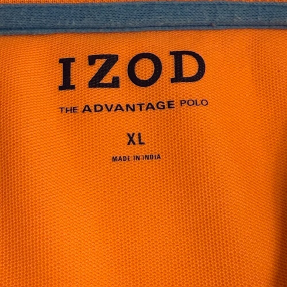 IZOD Men's X-Large Pumpkin Orange Grid Swing-Flex Performance Golf Polo Shirt - Picture 7 of 9